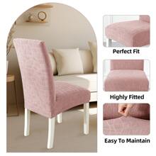 CYCMACO Chair Covers With Backrest 4/6 Pieces, Kitchen Chair Covers, Stretch Chair Cover, Universal Dining Room Chair Covers, Washable Removable, Easy To Clean - 乾枯玫瑰色 - 查看 4