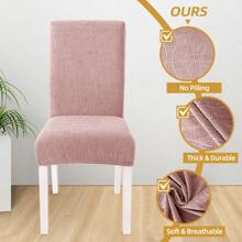 CYCMACO Chair Covers With Backrest 4/6 Pieces, Kitchen Chair Covers, Stretch Chair Cover, Universal Dining Room Chair Covers, Washable Removable, Easy To Clean - 乾枯玫瑰色 - 查看 5