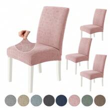 CYCMACO Chair Covers With Backrest 4/6 Pieces, Kitchen Chair Covers, Stretch Chair Cover, Universal Dining Room Chair Covers, Washable Removable, Easy To Clean - 乾枯玫瑰色 - 查看 1