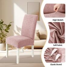 CYCMACO Chair Covers With Backrest 4/6 Pieces, Kitchen Chair Covers, Stretch Chair Cover, Universal Dining Room Chair Covers, Washable Removable, Easy To Clean - 乾枯玫瑰色 - 查看 3