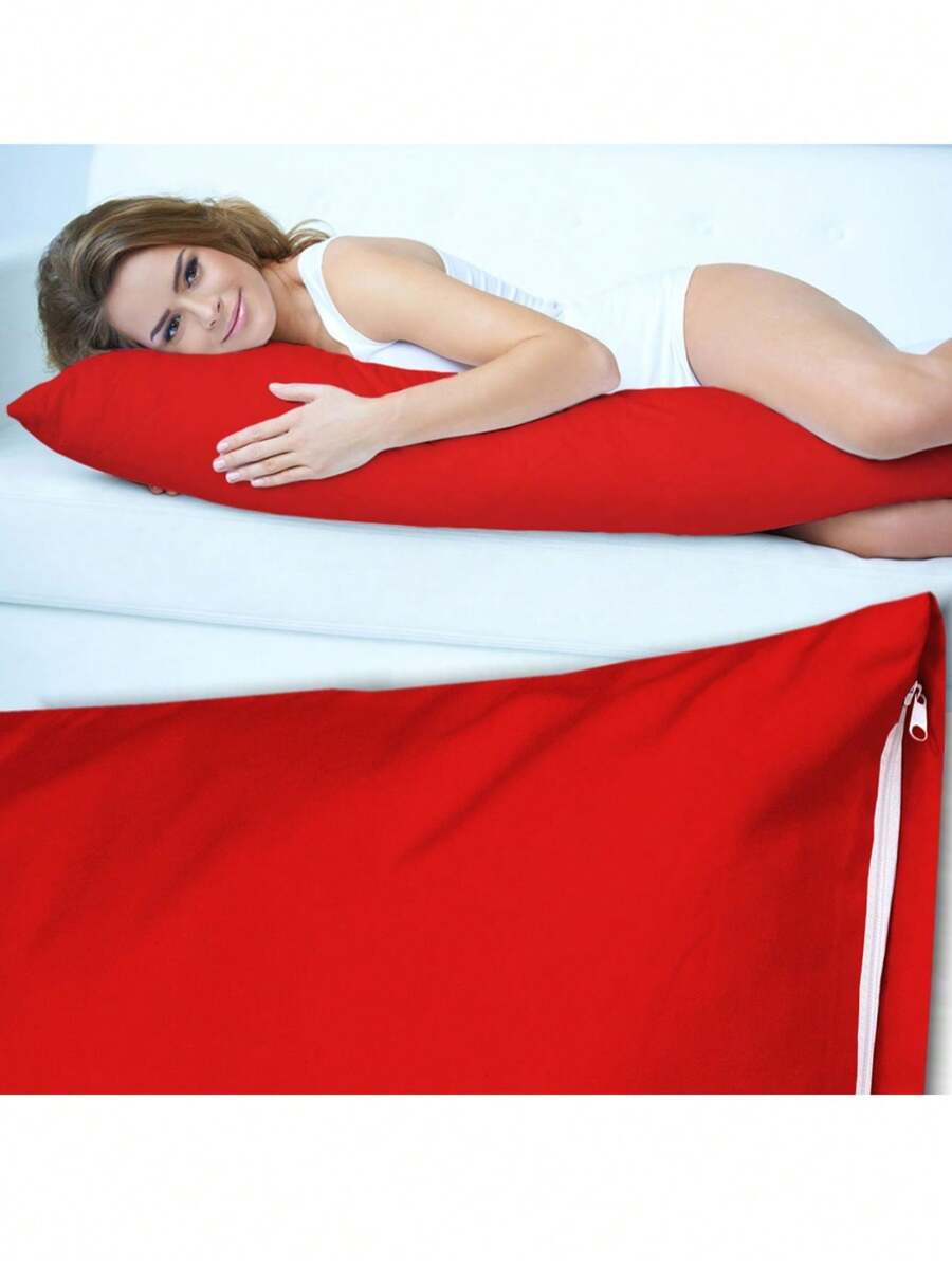 Xuxão Pillowcase For Body Pillow 135 X 48cm With Zipper - 紅色的 - 查看 1