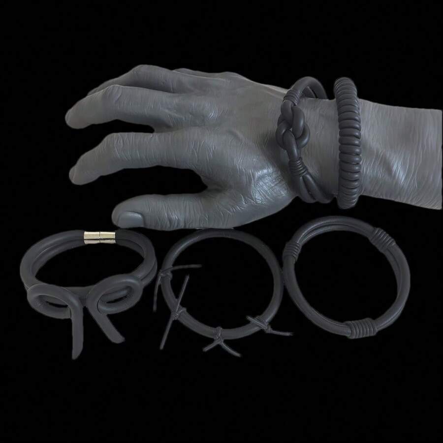 1 chiếc vòng tay cao su thủ công mới theo phong cách Gothic dành cho nam, món quà độc đáo cho Giáng sinh, năm mới, ngày lễ tình nhân, ngày lễ - màu đen - Xem 1