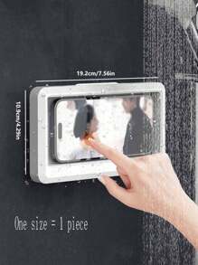 1/2PCS 淋浴手机支架防水可触摸淋浴手机支架外壳适用于浴室厨房墙壁兼容 iPhone 15 14 13 12 11 Pro Max XS XR 最大 6.8 英寸防水防雾触摸屏淋浴配件壁挂式适用于看电视、上厕所或淋浴