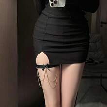 带链子和蝴蝶结的时尚可调节吊袜带 - 女士性感内衣配饰，高弹力涤纶，非常适合派对 - 彩色 - 查看 4