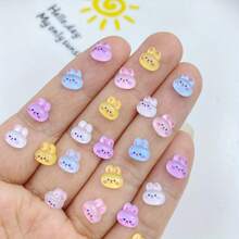 20/50/100 Pcs Mixed Random Cute Mini Colorful Rabbit Series Resin Craft DIY Jewelry Making, 3D Charms, Nail Art Decorations, Suitable For Women/Girls, Easter