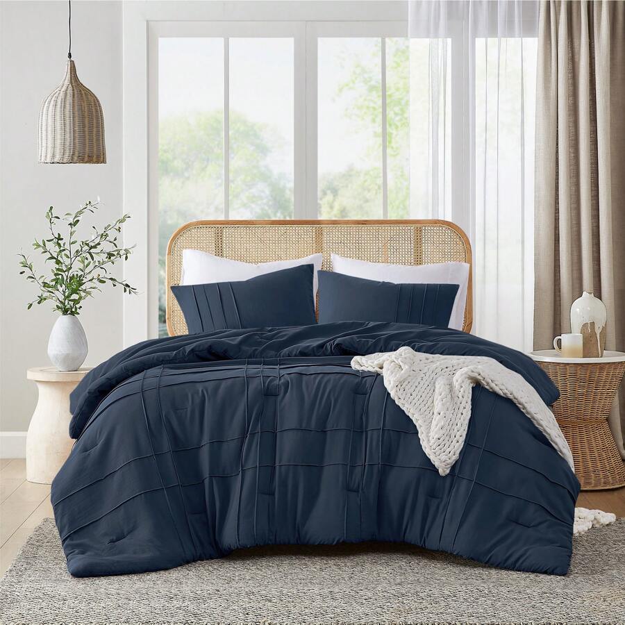 2/3 Pieces Bedding Comforter Set,Cozy Premium All Season Home Textile Fits Modern Bedroom Décor, Only 2-Pcs-Set For Twin-Twin XL Size,Christmas New Year Holiday Gifts - 海軍 - 查看 1