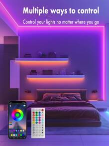 1pc RGB Flexible Neon LED Strip Light, Smart APP Control, Comes With 44-Key Remote, DIY Design, Indoor/Outdoor Decorative Lighting Rope For Kitchen, Bedroom, Party, Pool House, Camping, Etc. - RGB - View 8