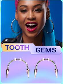 JADVY Niềng răng vàng và bạc cho răng đơn, niềng răng trang sức hip hop mạ điện, phong cách sành điệu - Nhiều màu - Xem 10