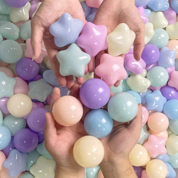 100pcs Ball Pit Balls For Toddlers, Mixed With Star Balls, 2.15 Inch/5.5cm,Soft And Crush Proof Plastic Toy Balls For Ball Pit, Children's Pool Water Toys, Baby Playpen Accessories, Ball For Toddlers, Party Toy Balls, Water Toy Balls, Gifts