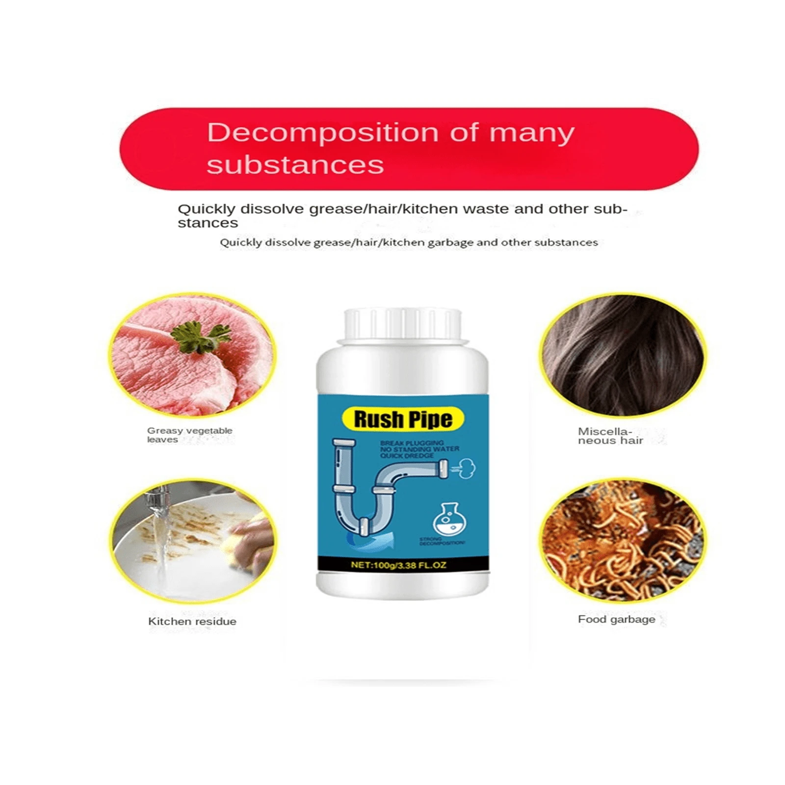 Strong Drain Cleaner For Sink Piping System Super Strong Drain