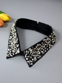 1pc Luxury Handmade Rhinestone Detachable Collar Neck Decoration, Sparkling Premium Versatile Accessory For Spring, Summer, Autumn And Winter