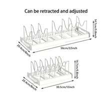 1pc Stretchable Kitchen Organizer Rack, Pot Lid Holder, Cutlery Drainer, Cookware Storage Shelf, Can Be Placed On Countertop Or Drawer, Space-Saving And Multi-Functional Storage Rack