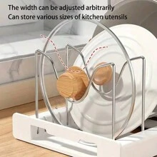 1pc Stretchable Kitchen Organizer Rack, Pot Lid Holder, Cutlery Drainer, Cookware Storage Shelf, Can Be Placed On Countertop Or Drawer, Space-Saving And Multi-Functional Storage Rack