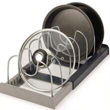 1pc Stretchable Kitchen Organizer Rack, Pot Lid Holder, Cutlery Drainer, Cookware Storage Shelf, Can Be Placed On Countertop Or Drawer, Space-Saving And Multi-Functional Storage Rack