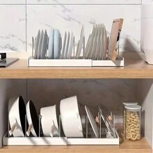 1pc Stretchable Kitchen Organizer Rack, Pot Lid Holder, Cutlery Drainer, Cookware Storage Shelf, Can Be Placed On Countertop Or Drawer, Space-Saving And Multi-Functional Storage Rack