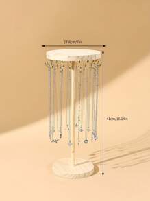 1pc Wooden Round Detachable Jewelry Display Stand, Necklace Pendant Bracelet Organizer, Simple Design, Jewelry Display Prop Sun Travel Cool Back To School - Wood Light Yellow - View 2