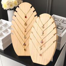 1pc Wooden Creative Necklace Display Rack, Flame-Shaped Necklace Organizer And Storage, Jewelry Store Window Display Prop - Flame Board Original Wood Color - View 9