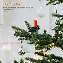 Set de 10 pinzas para velas giratorias de Navidad de hierro, soportes para velas para árbol, candelabros, portavelas, para fiestas, Navidad, cumpleaños, bodas y otras ocasiones románticas, decoración de habitaciones, regalos - Negro - Ver 8