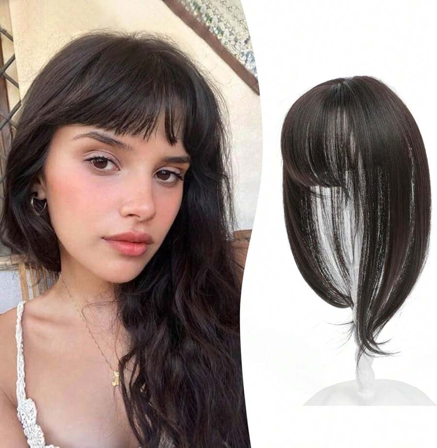 Clip In Fringe French 360°Bangs Hair Fringe In Clip Extensions Hair Extensions Clip In Fringe Bangs Hair Pieces Adding Extra Hair Volume For Women - Natual Dark Brown - View 1
