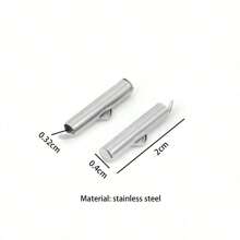 10pcs Stainless Steel Crimp End Beads Slide End Clasp With Chain Buckles Tubes Slider End Caps Connectors DIY Jewelry Accessories