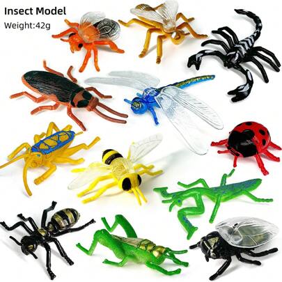 12pcs/Set Mini Realistic Insect Model Toys , Including Cockroach , Ladybug , Locust , Grasshopper , Dragonfly , Hornet , Scorpion , Bee , Mantis , Spider , Cicada , Fly , Lifelike Gag Toys , Decorations , Early Education Learning Models , Children Educational Toys ,/Christmas Gift Winter Gifts Color Block Color Blocks ,Lady Bug Wings ,Ladybug Wings ,Bugs,Kids Toys,Boys Toys,Bugs,Animals Toys,Female Toys,Fly Wings