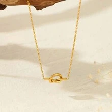 1 chiếc vòng cổ thép không gỉ hình trái tim thắt nút thời trang - vòng cổ - Xem 8