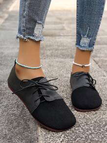 Pantofi pentru bunica cu fund plat, pantofi casual cu vârf rotund, noi de primăvară/toamnă, pantofi casual cu vârf rotund, pantofi versatili de mărime mare, potriviti pentru mamă