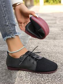 Pantofi pentru bunica cu fund plat, pantofi casual cu vârf rotund, noi de primăvară/toamnă, pantofi casual cu vârf rotund, pantofi versatili de mărime mare, potriviti pentru mamă