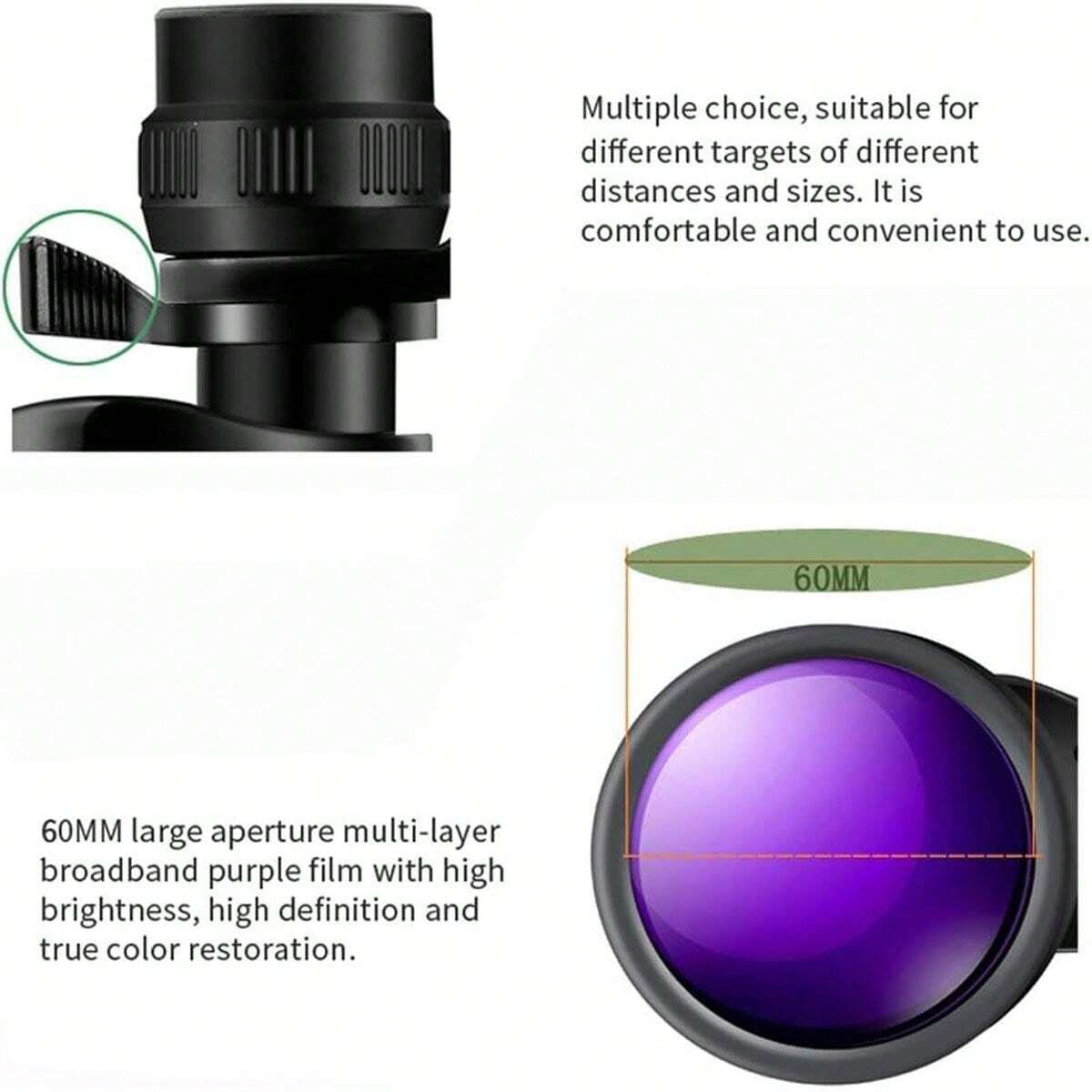 1,ABS, 1236X60 High Magnification HighDefinition Professional Zoom