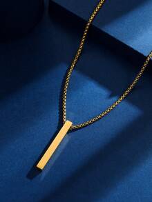 1pc Personalized Stainless Steel 3D Bar Pendant Necklace, Customized Name Necklace, Unique Gift For Men And Women