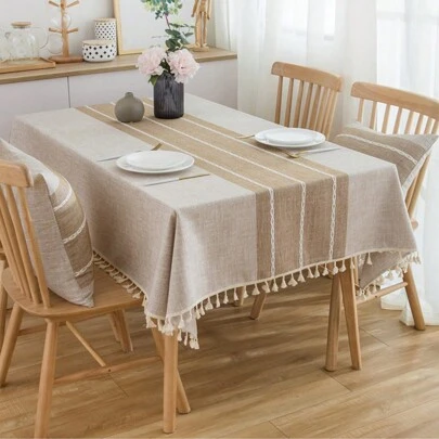 MeijiaMo 1 pieza Mantel rectangular de estilo de bloqueo de color, tapete de lino estilo granja país con bordado, adecuado para decoración del hogar bohemia, cocina, comedor, dormitorio, sala de estar, fiesta, café, hotel, celebración de bodas, todas las estaciones