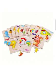 Cognitive Wooden Puzzle For Kids Early Learning Educational Toys Montessori Game - 彩色 - 查看 3