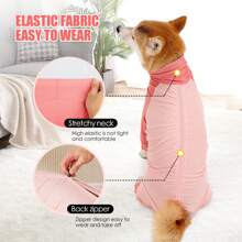 Dog Recovery Suit Abdominal Wound After Surgery Wear Prevent Licking Wounds E-Collar & Cone Alternatives Postoperative Shirt Dog Pajamas Long Sleeve Prevent Shedding - Pink - View 7