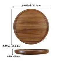 1pc, Wood Tray, Wooden Cake Pan, Simple Wooden Breakfast Plate, Reusable Fruit Plate, Household Coffee Tray, Decorative Plate, Creative Food Tray, Kitchen Supplies, Kitchen Decoration Christmas Gift - Yellow - View 11