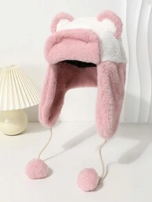 1 件可爱蓬松熊猫绒球捕手帽，厚实保暖，适合冬季户外滑雪，适合男士、女士、儿童 - A - 查看 6