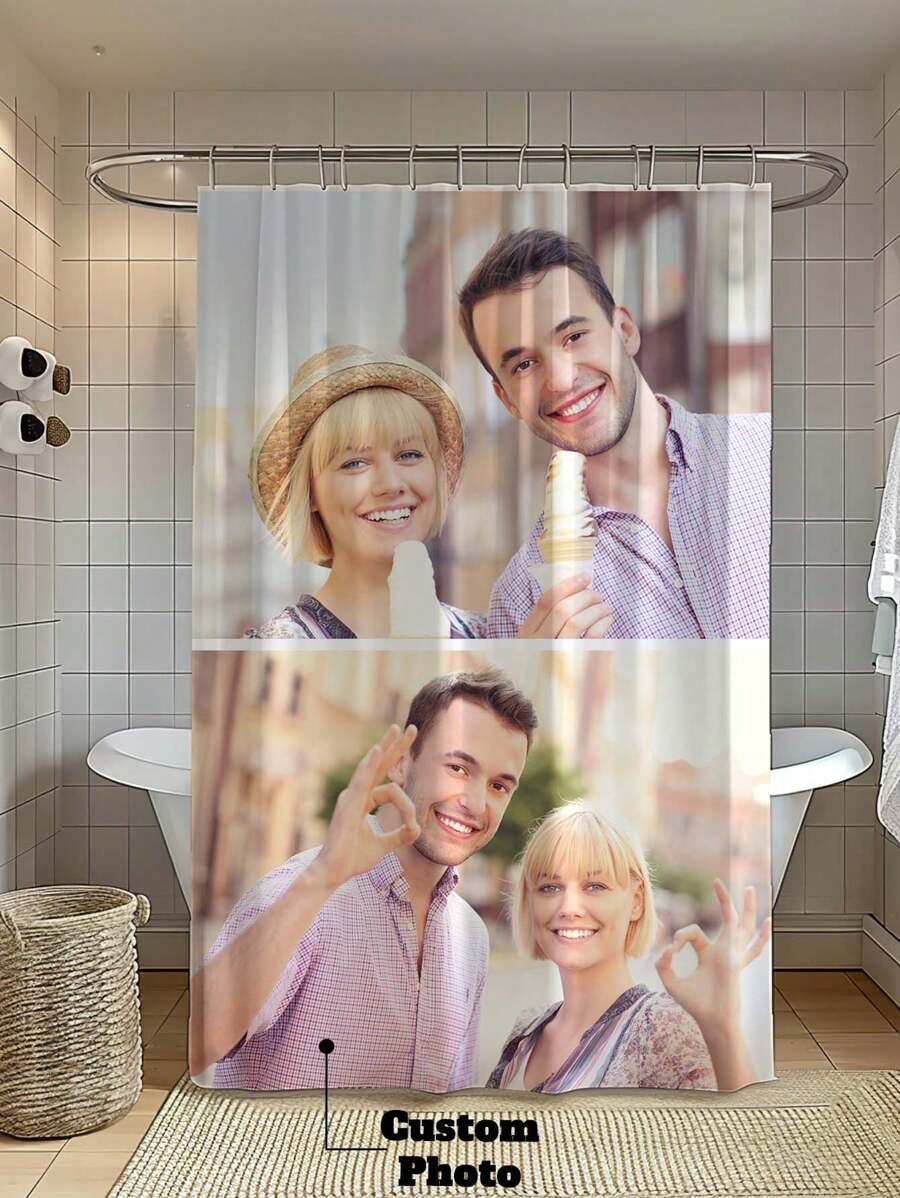 1 pieza Cortina de ducha personalizada con foto, cortina de ducha personalizada, decoración de baño de diseño elegante, impermeable, regalo de inauguración de la casa, regalo familiar, 6 tamaños disponibles, regalo único para cumpleaños, aniversario, Día de la Madre, Día del Padre, ideal para baño, dormitorio de chica, cortina de ducha de apartamento, regalo para familia, amigos, padres, colegas, regalo para él, regalo para ella, decoración de baño, decoración de otoño, accesorios de baño, vuelta al colegio