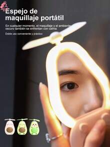 Handheld Avocado Portable Fan, LED Fan, Student Mini Fan, Creative Cartoon USB Charging, Triple Combination Of Mirror, Light And Fan.
