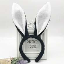 1pc Oversize Plush Rabbit Ear Headband Hair Hoop, Suitable For Party Decoration Halloween - Multicolor - View 11