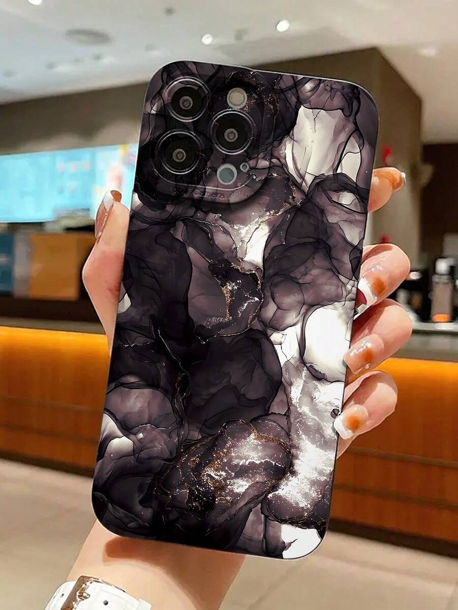 1 件奢华防震花卉印花手机壳，适用于 16、11、12、13、14、15、Pro Max、X、XS Max、XR、7、8、Plus、7p、8p - 全覆盖图形黑色防撞镜保护后盖 - 黑色 - 查看 1