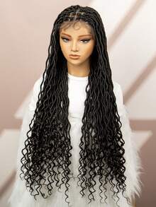 100% 手工蕾丝编织假发，非洲风格轻盈透气蕾丝假发，日常佩戴舒适，适合婴儿和儿童 - 黑色 - 查看 5