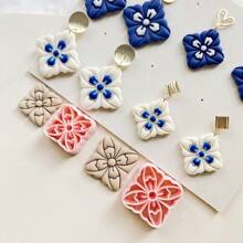 1pc/2pcs Polymer Clay Cutters, Square Polymer Clay Cutters, Flower Polymer Clay Cutters, For Earring Jewelry Making, 3D Printed Polymer Clay Earring Cutters - LM349 - View 3