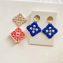 1pc/2pcs Polymer Clay Cutters, Square Polymer Clay Cutters, Flower Polymer Clay Cutters, For Earring Jewelry Making, 3D Printed Polymer Clay Earring Cutters - LM349 - View 4