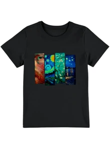 Women's Tumblr T-Shirt Baby Look Style Van Gogh Works - SPECIAL LAUNCH - 黑色 - 查看 3
