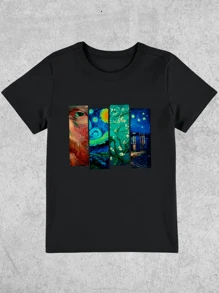 Women's Tumblr T-Shirt Baby Look Style Van Gogh Works - SPECIAL LAUNCH - 黑色 - 查看 2
