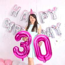 32 英寸洋红色铝箔数字气球，用于生日派对装饰，铝箔气球 0 1 2 3 4 5 6 7 8 9，金色、银色、黑色、渐变玫瑰金色气球，适合返校情人节
