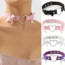 3 chiếc vòng cổ choker hình trái tim dễ thương dành cho phụ nữ, da giả gợi cảm có thể điều chỉnh, quà tặng trang sức thời trang cho các dịp hàng ngày và tiệc tùng, không mạ - phù hợp với mọi mùa - Nhiều màu - Xem 1