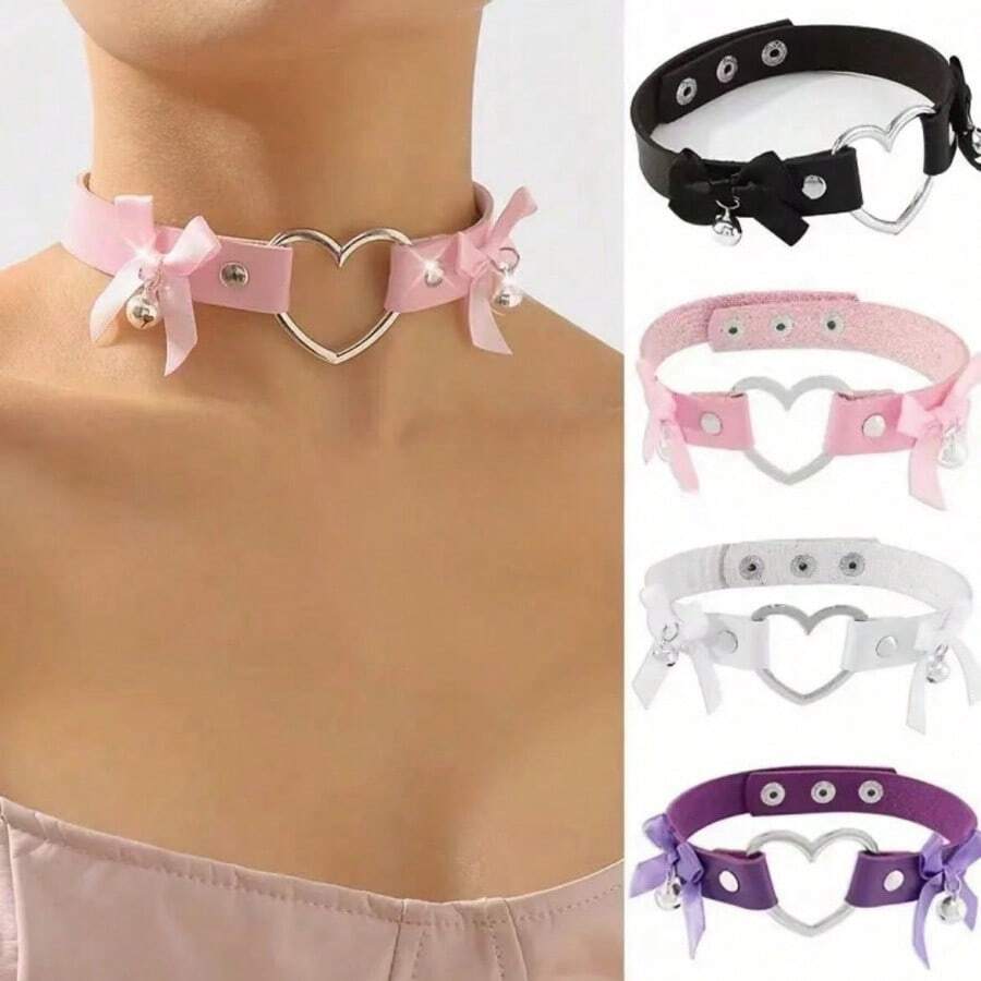 3 chiếc vòng cổ choker hình trái tim dễ thương dành cho phụ nữ, da giả gợi cảm có thể điều chỉnh, quà tặng trang sức thời trang cho các dịp hàng ngày và tiệc tùng, không mạ - phù hợp với mọi mùa - Nhiều màu - Xem 1