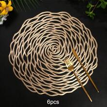 1pc/2pcs/4pcs/6pcs/8pcs Perforated Rose Gold Foil PVC Heat Insulation Non-Slip Mat, For Hotel & Restaurant Decor - Hollow Rose Placemat - View 16