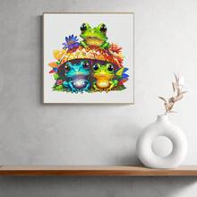 青蛙兄弟木制拼图，豪华纸板盒，不对称动物形状木制拼图玩具，独特的成人减压礼物，装饰性墙壁艺术，节日礼物，派对游戏 - 彩色 - 查看 6