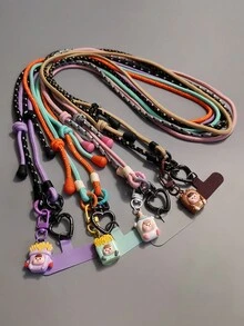 1 件可调节斜挎心形扣编织手机挂绳 | 极简 INS 风格的双结带 | 时尚颈肩带 - 愛心扣掛繩 - 查看 7